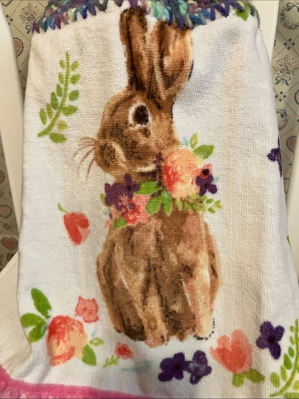 Lovely Handmade Crocheted Bunny 🐰 Towel! Brand new!